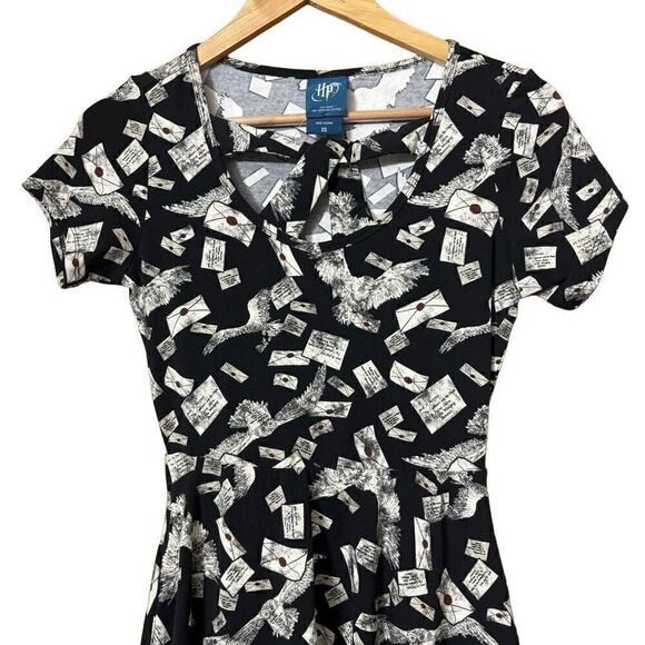Harry Potter Hogwarts Letter black mini Dress hot topic exclusive size xs - Picture 11 of 14